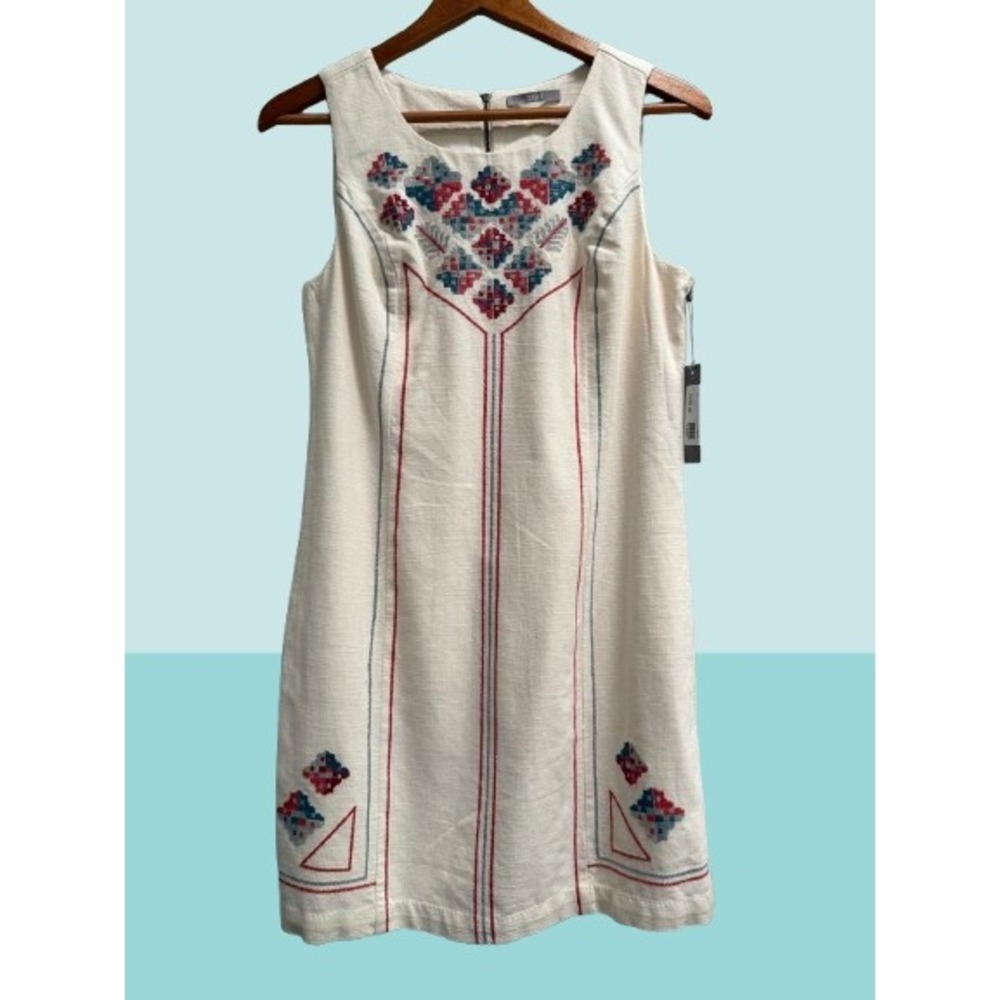 NEW Tart Embroidered Cotton‎ Shift Dress Cream Small